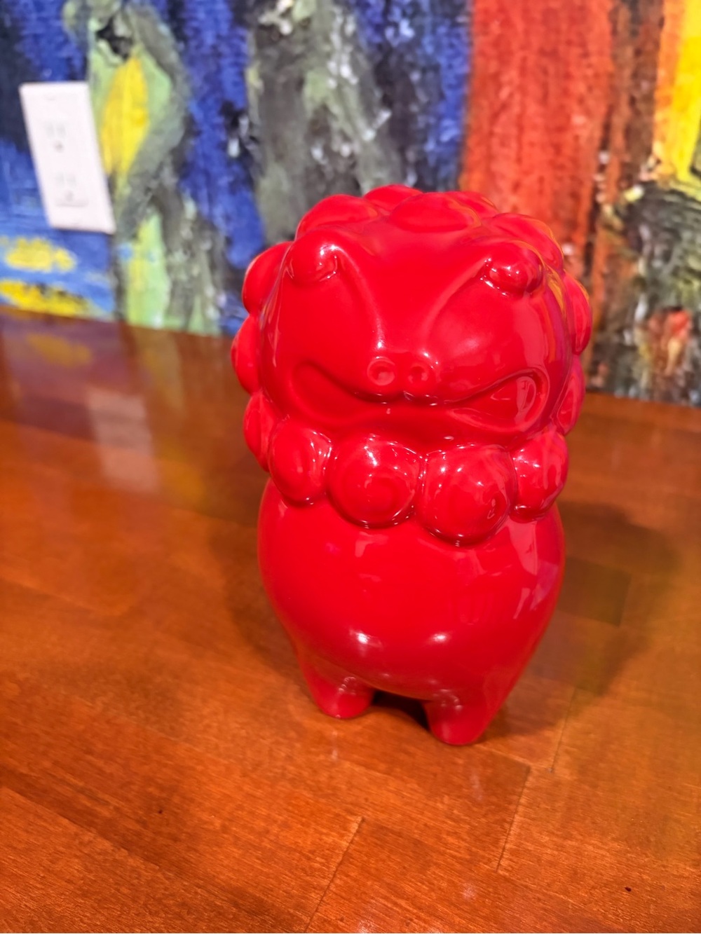 WEST ELM Ceramic Red Foo Dog Figurine - Decorative Home Accent + A GIFT 🎁